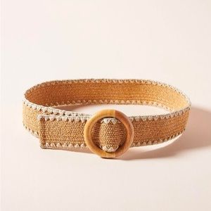 Anthropologie Whipstitch Raffia Stretch Belt
